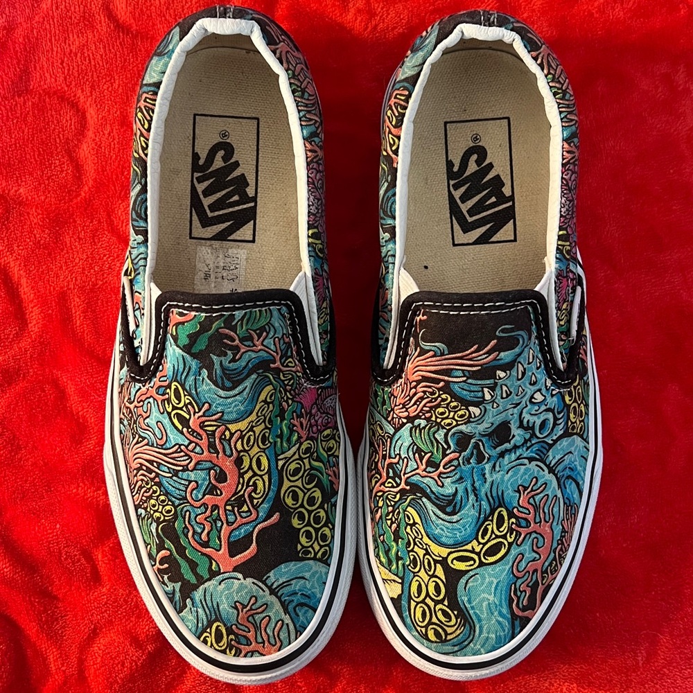 Vans Shoes Womens 6 Underwater Coral Slip On Vintage RARE RETRO unisex - Picture 8 of 10
